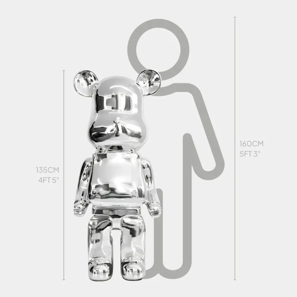 Floor Standing|Animals^Statues & Sculptures Aero Bear 135cm Chrome Resin Indoor Sculpture