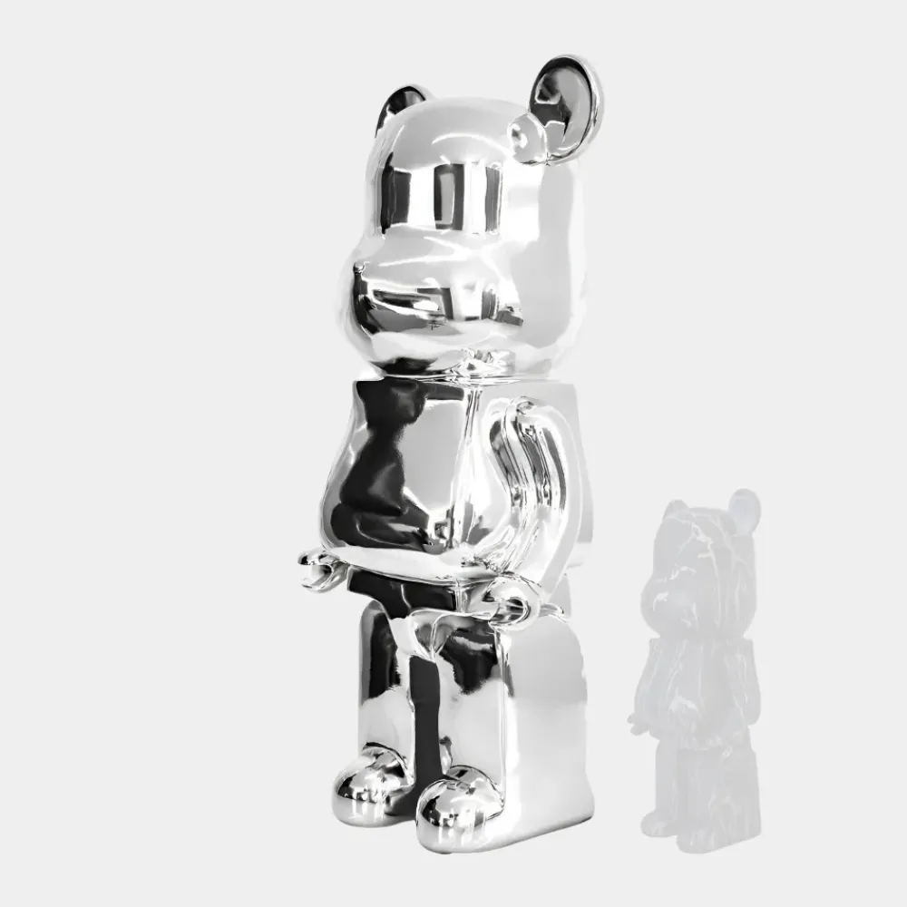 Floor Standing|Animals^Statues & Sculptures Aero Bear 135cm Chrome Resin Indoor Sculpture