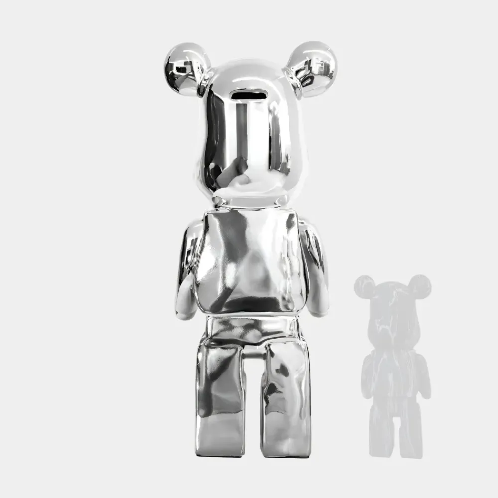 Floor Standing|Animals^Statues & Sculptures Aero Bear 135cm Chrome Resin Indoor Sculpture