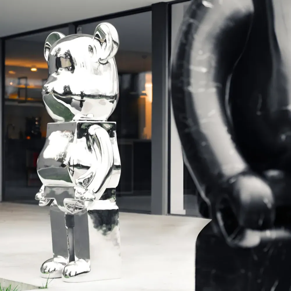 Floor Standing|Animals^Statues & Sculptures Aero Bear 135cm Chrome Resin Indoor Sculpture