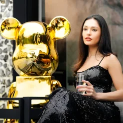 Floor Standing|Animals^Statues & Sculptures Aero Bear 135cm Gold Resin Indoor Sculpture