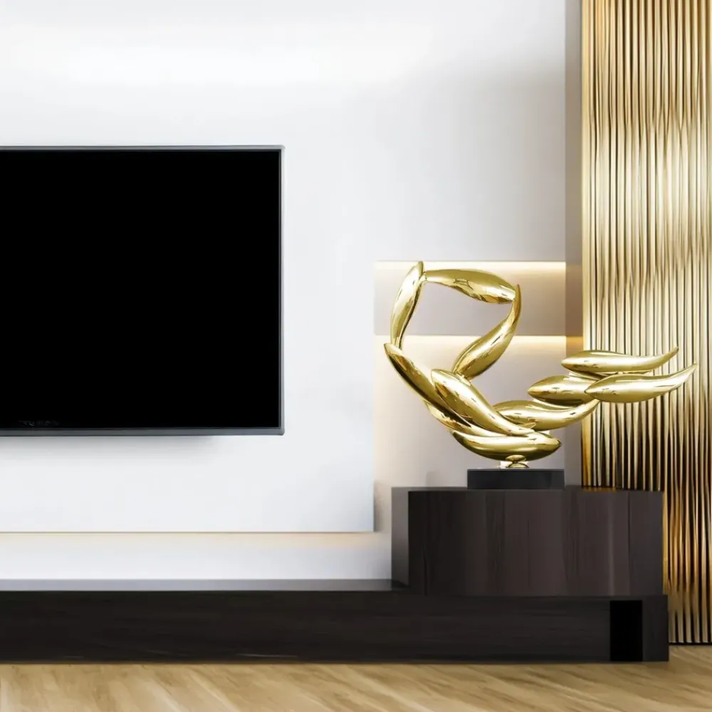 Table Top|Abstract^Statues & Sculptures Aero Stream 50cm Gold Metal Indoor Sculpture