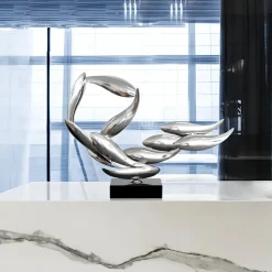 Table Top|Abstract^Statues & Sculptures Aero Stream 50cm Silver Metal Indoor Sculpture