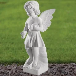Angel^Statues & Sculptures Angel Figurine 29cm Marble Resin Garden Statue