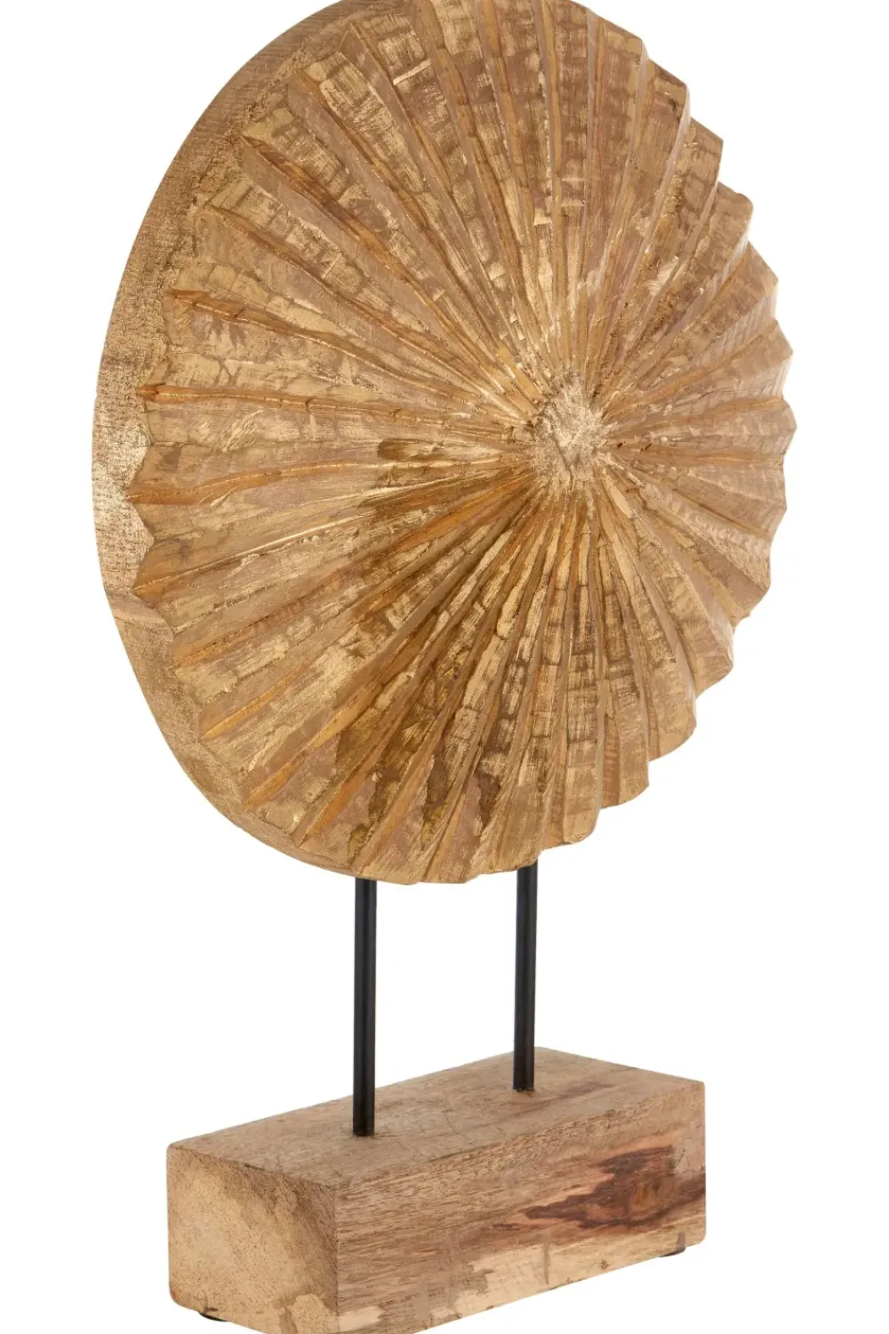 Table Top|Abstract^Statues & Sculptures Aurora Disc 48cm Gold Wood Indoor Sculpture