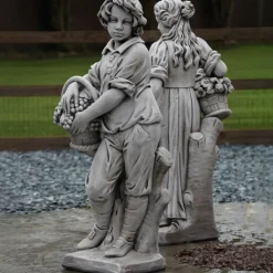 Children^Statues & Sculptures Autumn Boy Stone Garden Statue