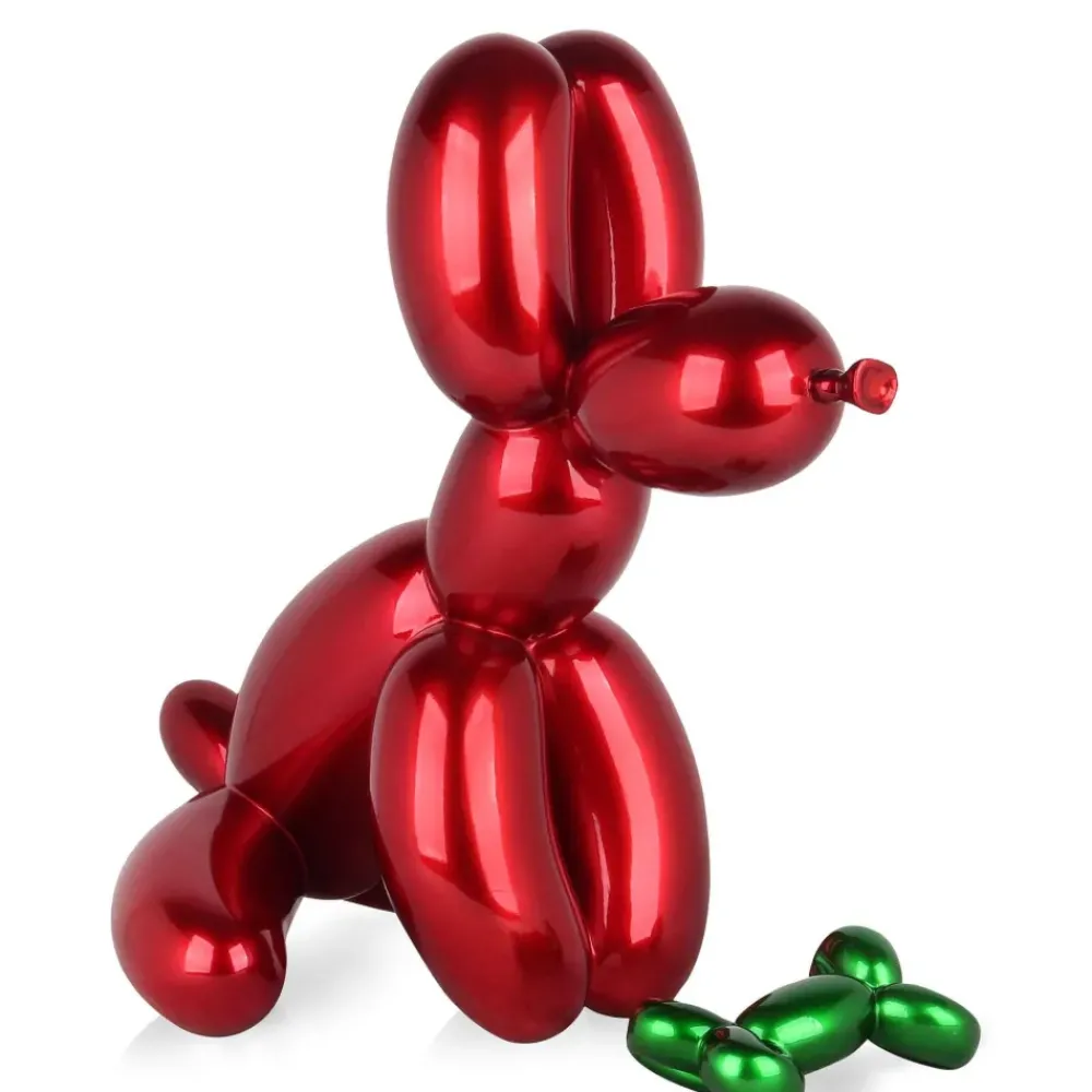 Table Top|Floor Standing^Statues & Sculptures Balloon Dog & Bone 46cm Red Resin Indoor Sculpture