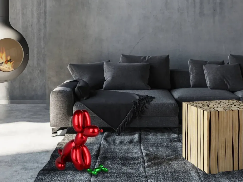 Table Top|Floor Standing^Statues & Sculptures Balloon Dog & Bone 46cm Red Resin Indoor Sculpture