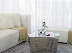 Table Top|Floor Standing^Statues & Sculptures Balloon Dog & Bone 28cm Silver Resin Indoor Sculpture