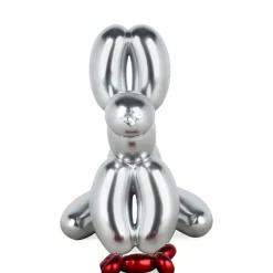 Table Top|Floor Standing^Statues & Sculptures Balloon Dog & Bone 28cm Silver Resin Indoor Sculpture
