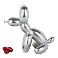 Table Top|Floor Standing^Statues & Sculptures Balloon Dog & Bone 28cm Silver Resin Indoor Sculpture