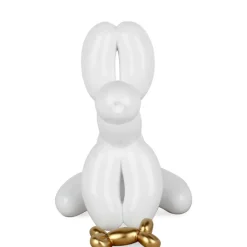 Table Top|Floor Standing^Statues & Sculptures Balloon Dog & Bone 28cm White Resin Indoor Sculpture