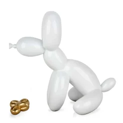 Table Top|Floor Standing^Statues & Sculptures Balloon Dog & Bone 28cm White Resin Indoor Sculpture