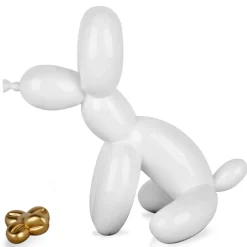 Table Top|Floor Standing^Statues & Sculptures Balloon Dog & Bone 46cm White Resin Indoor Sculpture