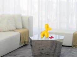 Floor Standing|Table Top^Statues & Sculptures Balloon Dog & Bone 28cm Yellow Resin Indoor Sculpture