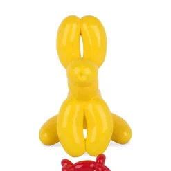 Floor Standing|Table Top^Statues & Sculptures Balloon Dog & Bone 28cm Yellow Resin Indoor Sculpture