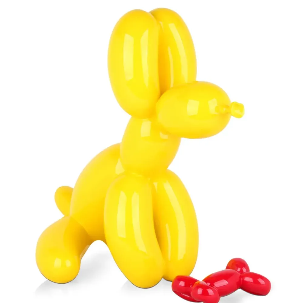 Table Top|Floor Standing^Statues & Sculptures Balloon Dog & Bone 46cm Yellow Resin Indoor Sculpture