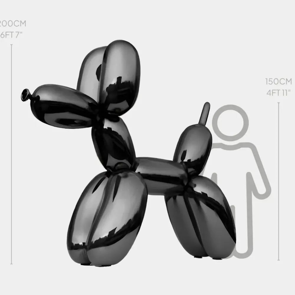 Giant|Floor Standing^Statues & Sculptures Balloon Dog 200cm Black Metal Garden Sculpture