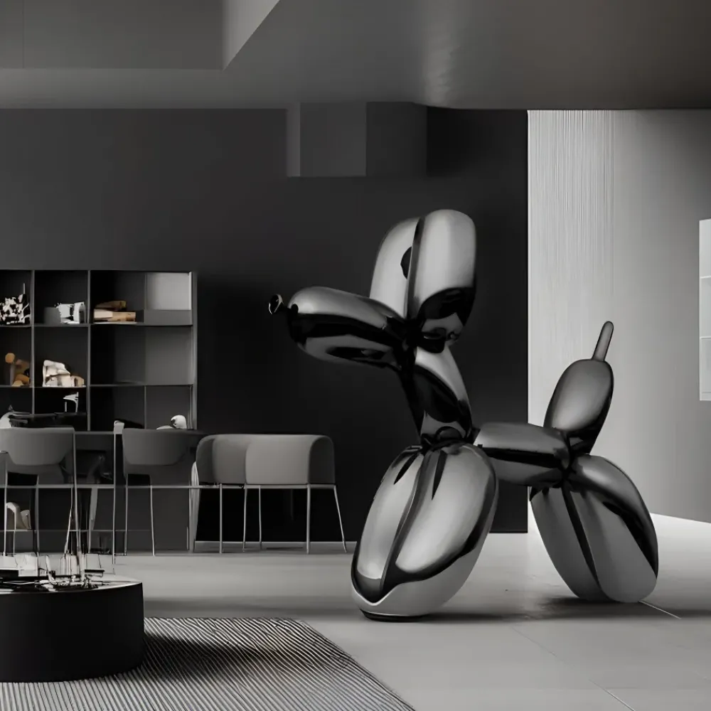 Giant|Floor Standing^Statues & Sculptures Balloon Dog 200cm Black Metal Garden Sculpture