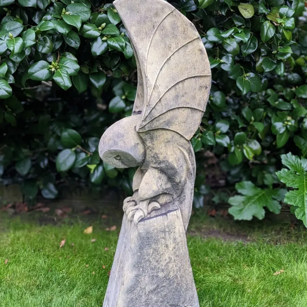 Owls|Modern^Statues & Sculptures Barn Owl on Pedestal Stone Garden Statue