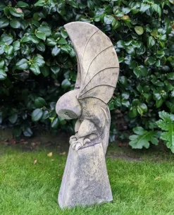 Owls|Modern^Statues & Sculptures Barn Owl on Pedestal Stone Garden Statue