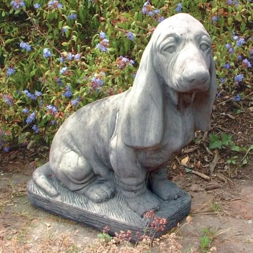 Dogs^Statues & Sculptures Basset Hound Stone Garden Ornament