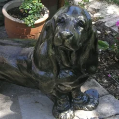 Dogs^Statues & Sculptures Bassett Hound Dog Bronze Metal Garden Statue