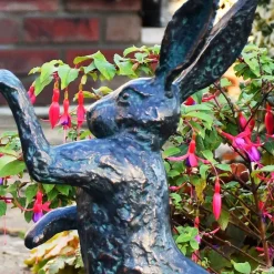 Wildlife^Statues & Sculptures Battling Hares 50cm Bronze Metal Garden Statues