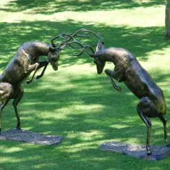 Stags & Deers^Statues & Sculptures Battling Stags Life-Size 140cm Bronze Metal Garden Statues
