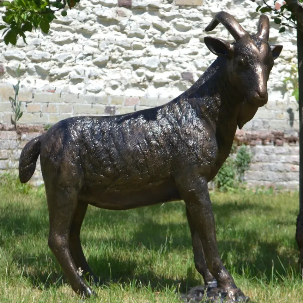 Farm^Statues & Sculptures Billy Goat Bronze Metal Garden Statue
