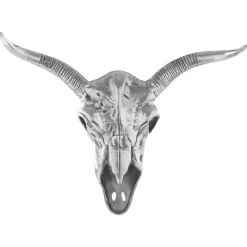 Wall Art|Animals^Statues & Sculptures Bull Skull 61cm Silver Metal Wall Sculpture