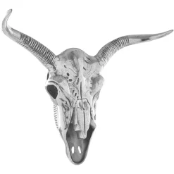Wall Art|Animals^Statues & Sculptures Bull Skull 61cm Silver Metal Wall Sculpture