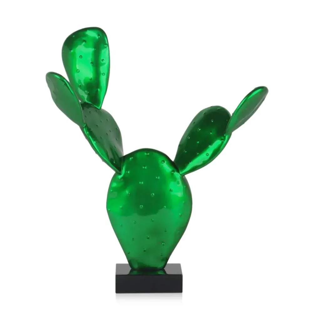 Table Top|Contemporary^Statues & Sculptures Cactus Bloom 41cm Green Resin Indoor Sculpture