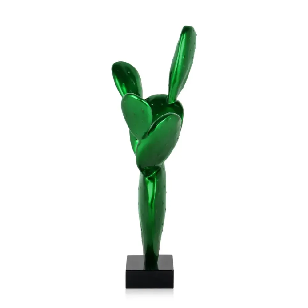 Table Top|Contemporary^Statues & Sculptures Cactus Bloom 41cm Green Resin Indoor Sculpture