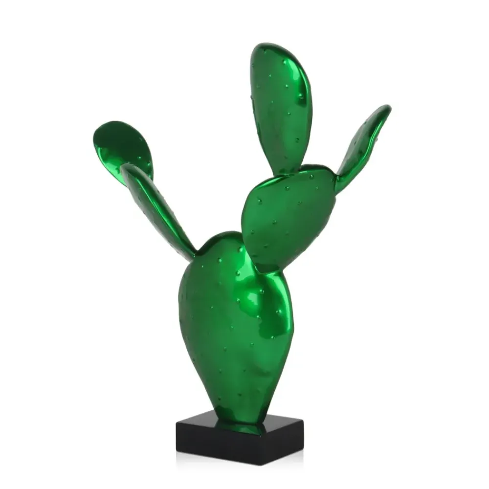 Table Top|Contemporary^Statues & Sculptures Cactus Bloom 41cm Green Resin Indoor Sculpture