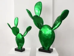 Table Top|Contemporary^Statues & Sculptures Cactus Bloom 41cm Green Resin Indoor Sculpture