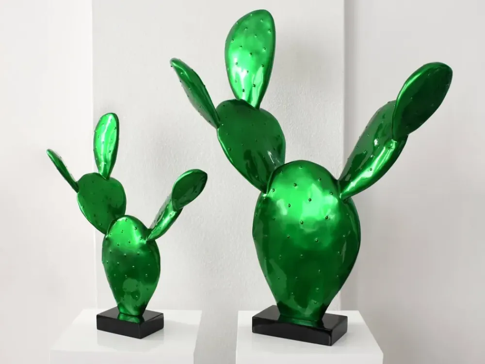 Table Top|Contemporary^Statues & Sculptures Cactus Bloom 41cm Green Resin Indoor Sculpture