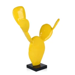 Table Top|Contemporary^Statues & Sculptures Cactus Bloom 41cm Yellow Resin Indoor Sculpture