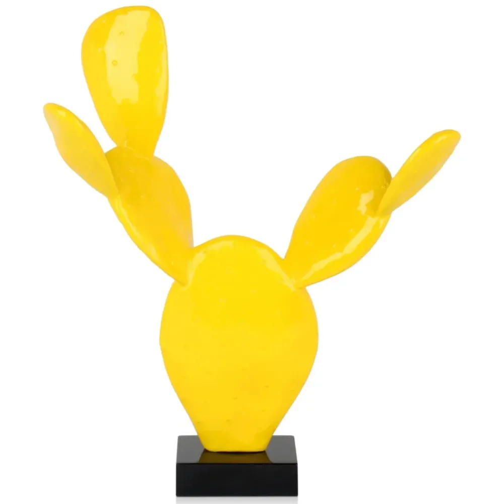 Table Top|Contemporary^Statues & Sculptures Cactus Bloom 61cm Yellow Resin Indoor Sculpture
