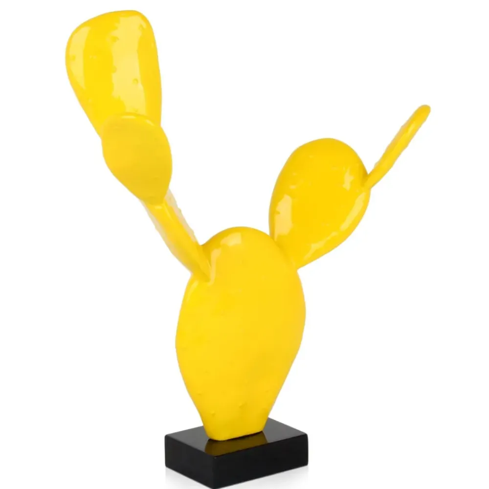 Table Top|Contemporary^Statues & Sculptures Cactus Bloom 61cm Yellow Resin Indoor Sculpture