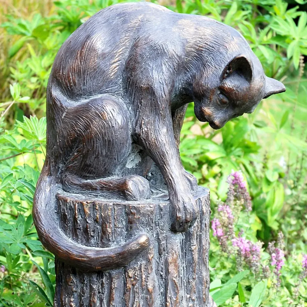 Cats^Statues & Sculptures Cat & Mouse Bronze Resin Garden Ornament