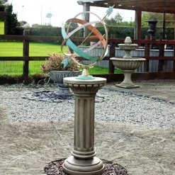 Armillary Sundials^Statues & Sculptures Clarence Stone Brass Armillary Garden Sundial