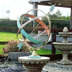 Armillary Sundials^Statues & Sculptures Clarence Stone Brass Armillary Garden Sundial