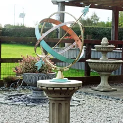 Armillary Sundials^Statues & Sculptures Clarence Stone Brass Armillary Garden Sundial
