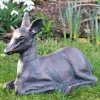 Stags & Deers^Statues & Sculptures Classic Fawn 30cm Bronze Metal Garden Statue
