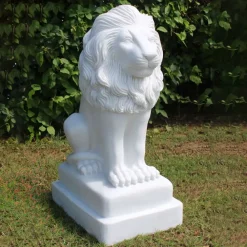 Wildlife|Lions^Statues & Sculptures Classic Lion 71cm Marble Resin Garden Statue