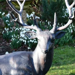 Stags & Deers^Statues & Sculptures Classic Stag 84cm Bronze Metal Garden Statue