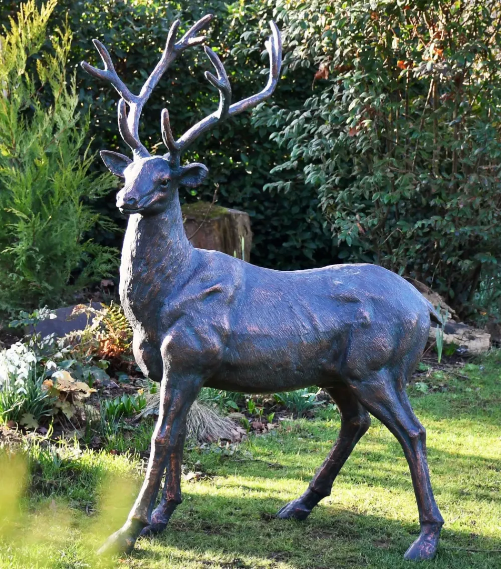 Stags & Deers^Statues & Sculptures Classic Stag 143cm Bronze Metal Garden Statue