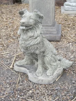 Dogs^Statues & Sculptures Collie Puppy Dog Stone Garden Ornament