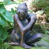 Children^Statues & Sculptures Contemplating Girl Bronze Resin Garden Ornament